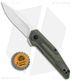 Kershaw Anso Fraxion Liner Lock Knife CF/OD Green G-10 (2.75" Satin) 1160OL -Kershaw Knife Shop Kershaw Anso Fraxion LL CF Green G 10 1160OL BHQ 79686 jr bottlecap