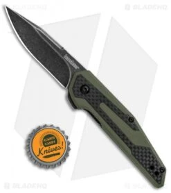 Kershaw Anso Fraxion Liner Lock Knife CF/OD Green G-10 (2.75" Black SW) 1160OLBW -Kershaw Knife Shop Kershaw Anso Fraxion LL CF Green G 10 Black SW 1160OLBW BHQ 79687 jr bottlecap