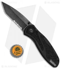 Kershaw Blur Tanto Assisted Opening Knife Black (3.375" BlackWash Serr) -Kershaw Knife Shop Kershaw Blur Tanto Black BlackWash Serr 1670TSTBWWM BHQ 68394 jr bottlecap 2