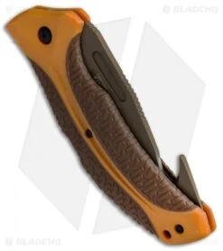 Kershaw Buck Commander Lonerock Folding Guthook Lock Back Knife (3.5" Brown) -Kershaw Knife Shop Kershaw Buck Commander Lonerock Folding Guthook Brown 1898GHORBRNBCX BHQ 51594 jr side