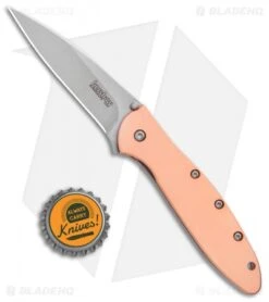 Kershaw Copper Leek Assisted Opening Knife (3" Stonewash) 1660CU -Kershaw Knife Shop Kershaw Copper Leek Assisted Opening SW 1660CU BHQ 105986 jr bottlecap