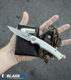 Kershaw Epistle Liner Lock Knife Gray (3" Bead Blast) 2131 -Kershaw Knife Shop Kershaw Epistle Liner Lock Knife Gray Bead Blast 2131 BHQ 94089 kp in hand web