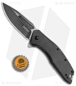 Kershaw Flourish Assisted Opening Knife Carbon Fiber/G-10 (3.5" BlackWash) 3935 -Kershaw Knife Shop Kershaw Flourish CF G 10 Black Wash 3935 BHQ 52176 jr bottlecap 2