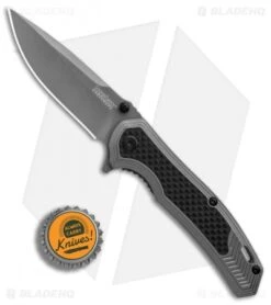 Kershaw Fringe A/O Frame Lock Knife Gray SS/Carbon Fiber (3" Gray) 8310 10 Kershaw Fringe A/O Frame Lock Knife Gray SS/Carbon Fiber (3" Gray) 8310 -Kershaw Knife Shop Kershaw Fringe AO Gray SS Carbon Fiber Gray BHQ 80593 er bottlecap