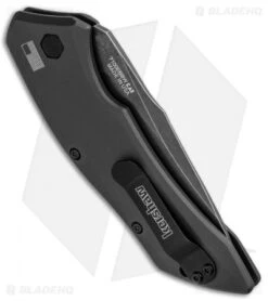 Kershaw Launch 1 Automatic Knife Gray Aluminum (3.4" Blackwash) 7100GRYBW -Kershaw Knife Shop Kershaw Launch 1 Automatic Gray Aluminum BlackWash 7100GRYBW BHQ 91254 jr side