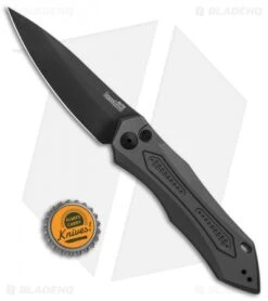 Kershaw Launch 6 Automatic Knife Gray Aluminum (3.75" Black) 7800GRYBLK -Kershaw Knife Shop Kershaw Launch 6 Auto Gray Aluminum Black KER7800GRYBLK BHQ 91252 jr bottlecap