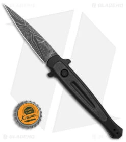 Kershaw Launch 8 Stiletto Automatic Knife Black/CF (3.6" Damascus) -Kershaw Knife Shop Kershaw Launch 8 Stiletto Automatic Knife Black CF 3in Damascus BHQ 145172 td size
