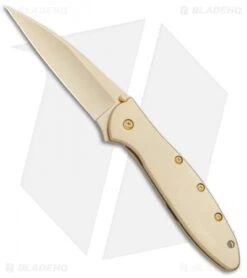 Kershaw Leek Assisted Opening Knife 24K Gold Plated (3" Gold) 1660G