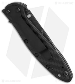 Kershaw Leek Assisted Opening Knife CF (3.4" Damascus) -Kershaw Knife Shop Kershaw Leek AO CF Damascus BHQ 165799 td side