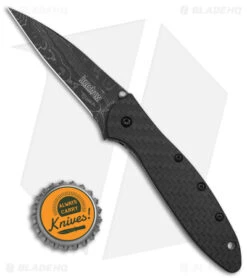Kershaw Leek Assisted Opening Knife CF (3.4" Damascus) -Kershaw Knife Shop Kershaw Leek AO CF Damascus BHQ 165799 td size