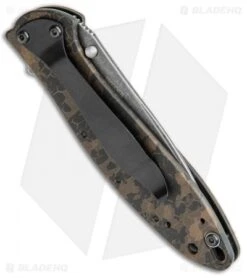 Kershaw Leek Spring Assisted Knife A/O Digital Brown (3" Black SW) 1660DEB -Kershaw Knife Shop Kershaw Leek Auto Digital Brown Blackwash BHQ 113292 jr side