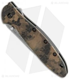 Kershaw Leek Spring Assisted Knife A/O Digital Brown (3" Black SW) 1660DEB -Kershaw Knife Shop Kershaw Leek Auto Digital Brown Blackwash BHQ 113292 jr spine