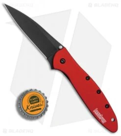 Kershaw Leek Assisted Opening Knife Red (3" Black) 1660RDBLK -Kershaw Knife Shop Kershaw Leek Red black BHQ 77344 er bottlecap