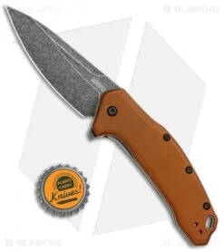 Kershaw Link Drop Point Knife Flat Dark Earth Aluminum (3.25" BlackWash) 9 Kershaw Link Drop Point Knife Flat Dark Earth Aluminum (3.25" BlackWash) -Kershaw Knife Shop Kershaw Link Assisted SW Plain FDE Handle 1776BRZBW BHQ 85193 jr bottlecap