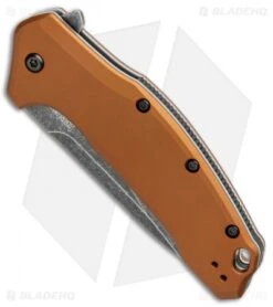 Kershaw Link Drop Point Knife Flat Dark Earth Aluminum (3.25" BlackWash) 8 Kershaw Link Drop Point Knife Flat Dark Earth Aluminum (3.25" BlackWash) -Kershaw Knife Shop Kershaw Link Assisted SW Plain FDE Handle 1776BRZBW BHQ 85193 jr side