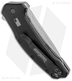 Kershaw Link Drop Point Knife Black (3.25" M390 Stonewash) 1776BLK -Kershaw Knife Shop Kershaw Link DP Black SW 1776BLK BHQ 75307 jr side 2