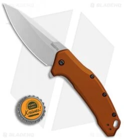 Kershaw Link Drop Point Knife Flat Dark Earth Aluminum (3.25" Stonewash) -Kershaw Knife Shop Kershaw Link Drop Flat Dark Earth Aluminum SW BHQ 85194 er bottlecap
