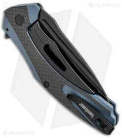 Kershaw Natrix XL Sub-Frame Lock Knife Blue G-10/CF (3.75" Black) 7008CFBLK -Kershaw Knife Shop Kershaw Natrix Sub FL Carbo Blue CF KS7008CFBLK BHQ 92438 jr side
