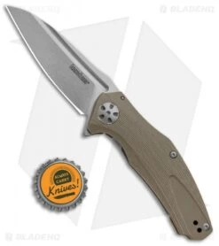 Kershaw Natrix Sub-Frame Lock Knife Tan G-10 (3.25" Stonewash) 7007TAN -Kershaw Knife Shop Kershaw Natrix Sub FL Tan G 10 SW KS7007TAN BHQ 88101 jr bottlecap