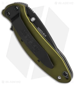 Kershaw Scallion Assisted Opening Knife Olive (2.25" Black) 1620OLBLK -Kershaw Knife Shop Kershaw Scallion Assisted Opening Knife Olive 2in Black BHQ 11769 td side