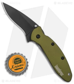Kershaw Scallion Assisted Opening Knife Olive (2.25" Black) 1620OLBLK -Kershaw Knife Shop Kershaw Scallion Assisted Opening Knife Olive 2in Black BHQ 11769 td size