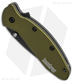 Kershaw Scallion Assisted Opening Knife Olive (2.25" Black) 1620OLBLK -Kershaw Knife Shop Kershaw Scallion Assisted Opening Knife Olive 2in Black BHQ 11769 td spine
