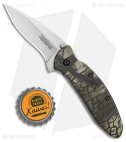 Kershaw Scallion Flipper Knife Tree Camo Aluminum (2.25" Satin) 1620C -Kershaw Knife Shop Kershaw Scallion Assisted Opening Tree Camo BB 1620C BHQ 0377 jr bottlecap