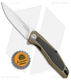 Kershaw Sinkevich Atmos Liner Lock Knife Tan G-10/Carbon Fiber (3" Satin) -Kershaw Knife Shop Kershaw Sinkevich Atomost LL Tan G 10 CF Satin KS4037TAN BHQ 90132 jr bottlecap