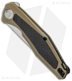 Kershaw Sinkevich Atmos Liner Lock Knife Tan G-10/Carbon Fiber (3" Satin) -Kershaw Knife Shop Kershaw Sinkevich Atomost LL Tan G 10 CF Satin KS4037TAN BHQ 90132 jr spine