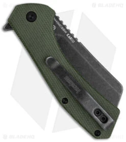 Kershaw Static Cleaver Liner Lock Knife Green Micarta (2.8" Black SW D2) 5 Kershaw Static Cleaver Liner Lock Knife Green Micarta (2.8" Black SW D2) -Kershaw Knife Shop Kershaw Static Green Micarta D2 BHQ 140392 jr side