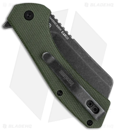 Kershaw Static Cleaver Liner Lock Knife Green Micarta (2.8" Black SW D2) 4 Kershaw Static Cleaver Liner Lock Knife Green Micarta (2.8" Black SW D2) - Image 2
