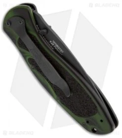 Kershaw Blur Tanto Assisted Opening Knife Green (3.375" Black Serr) 1670BGTST -Kershaw Knife Shop kershaw 1670bgtst blur tanto blk grn smoke serrated side