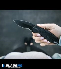 Kershaw Blur Assisted Opening Knife Black (3.375" Black Serr) 1670BLKST -Kershaw Knife Shop kershaw blur black serr 1670BLKST hand dl