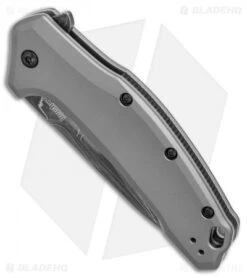 Kershaw Link Drop Point Knife Gray Aluminum (3.25" Damascus) KS1776GRYDAM -Kershaw Knife Shop kershaw link dp gray damascus KS1776GRYDAM BHQ 49209 jr spine